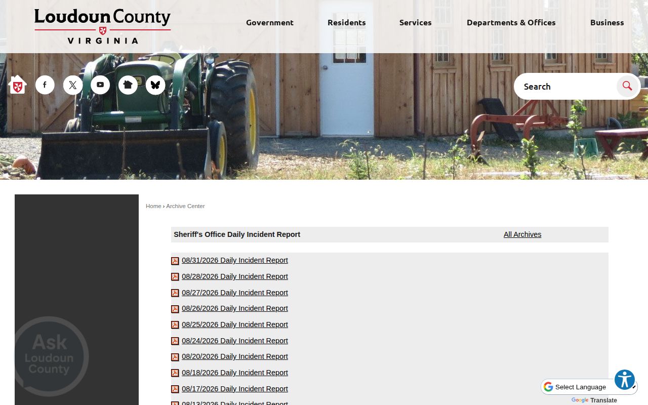 Loudoun County Daily Incident Report official arrest and incident information
