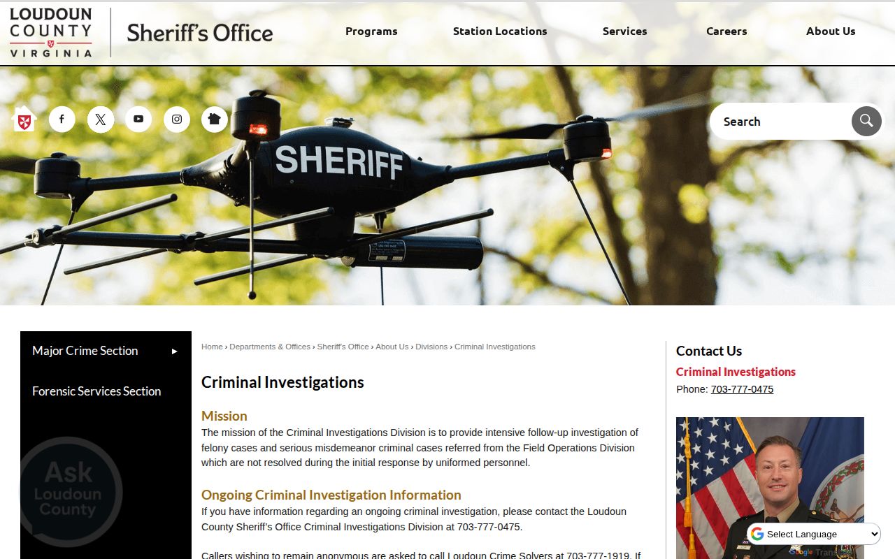 Loudoun County warrant and Crime Solvers tips information